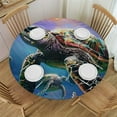 thumbnail image 1 of Orinice Turtle Sea Creatures Fantasy Art Round Table Cover Stain Resistant Washable Indoor Outdoor Tablecloth Kitchen Dining Wedding Parties 100% Polyester Fiber 42-46, 1 of 8