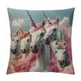 thumbnail image 1 of Orinice Unicorns Rainbow Graphic Decorative Throw Pillow Cover for Home Couch Living Room Bed Sofa - Short Plush Material - Invisible Zipper Design - 1PC 12x12in, 1 of 5