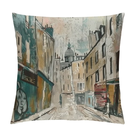Orinice Urban Life Graphic Decorative Cushion Throw Pillow Cover for Home Couch, Living Room, Bed, Sofa - Printed on Both Sides - Soft and Durable - 1PC 24x24in