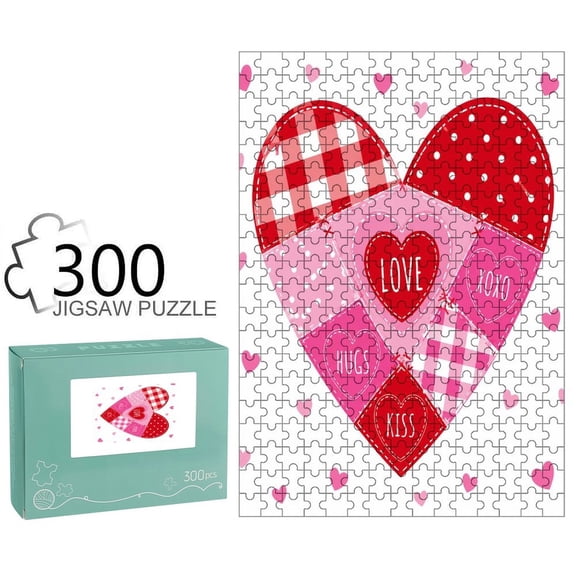 Orinice Valentine Patchwork Love Heart Jigsaw Puzzle for Adults, Challenging Game with Reference Poster,Tight‑Fitting Smooth Puzzle Pieces for Family Game