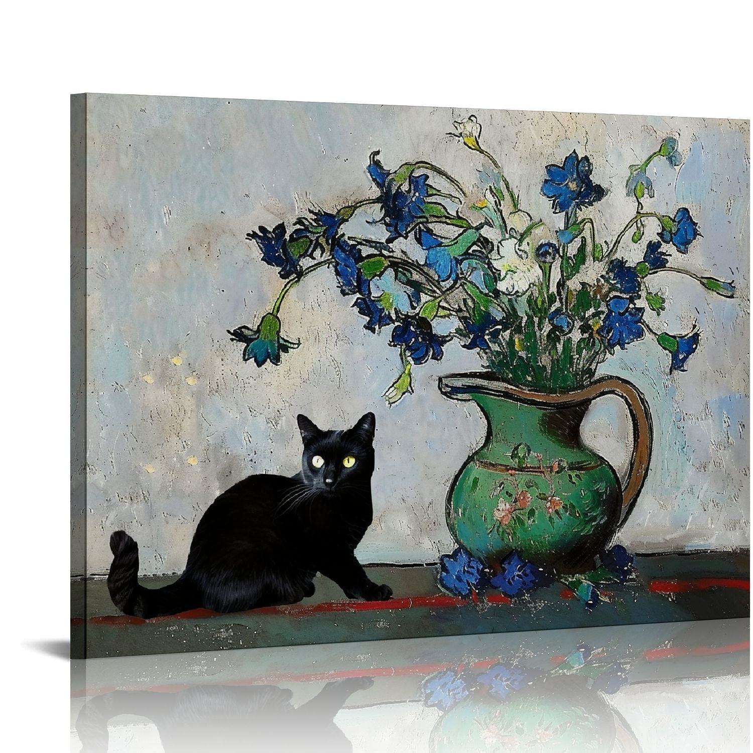 Orinice , Van Gogh, Monet Black Cat Canvas Wall Art Set, Funny Cat ...