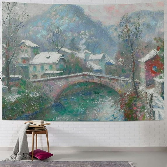 Orinice Village Scenery Tapestry Wall Hanging Unique Style for Home Decor, Living Room, Bedroom - 4 Sizes Available 40x30inch