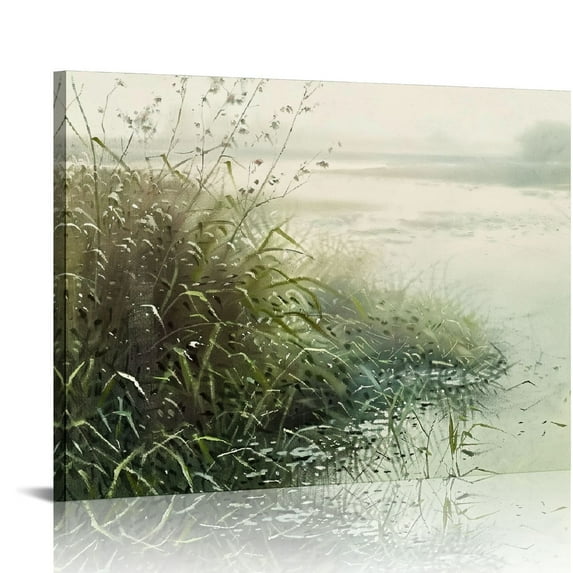 Orinice Vintage Botanical Wall Art Wildflower Wall Decor Landscape Field Canvas Wall Art Painting Farmhouse Prints Vintage Landscape Art Botanical Pictures for Room Bathroom 20x16in