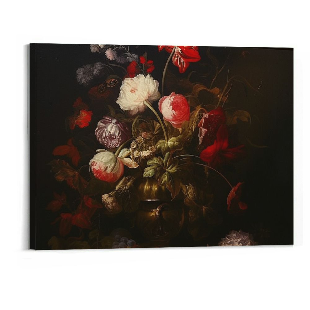 Orinice Vintage Floral Botanical Canvas Wall Art Roses Dark Academia ...