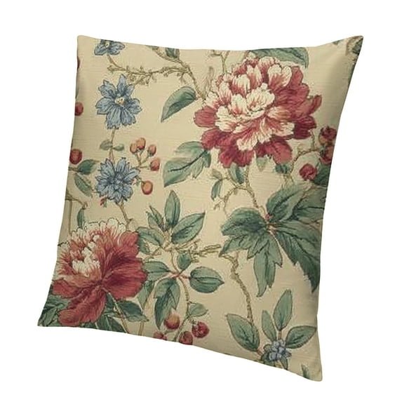 Orinice Vintage Floral Decorative Throw Pillow Covers Peony Flower Chinoiserie Beige Outdoor Cottagecore Grandmillennial Spring Fall Decor Cushion Cases Decorations for Home Couch 24x24in