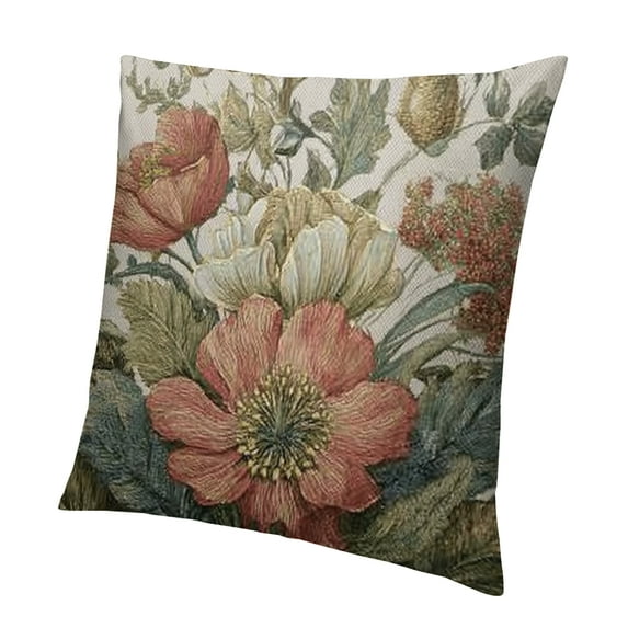 Orinice Vintage Flower Throw Pillow Covers Brown Rust Colored Floral Botanical Pattern Decorative Pillows Outdoor Farmhouse Cushion Case Country Pillowcase for Sofa Bed Room Decor 12x12in