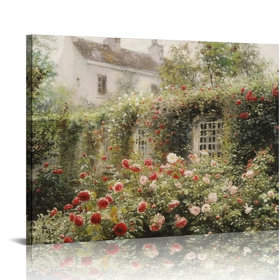 Orinice  Vintage Landscape Wall Art Renaissance Art Prints Canvas Flowers Wall Art French Wall Painting Decor Wooden Cottage Hang Wall Decor for Farmhouse Living Room Bedroom 20x16in