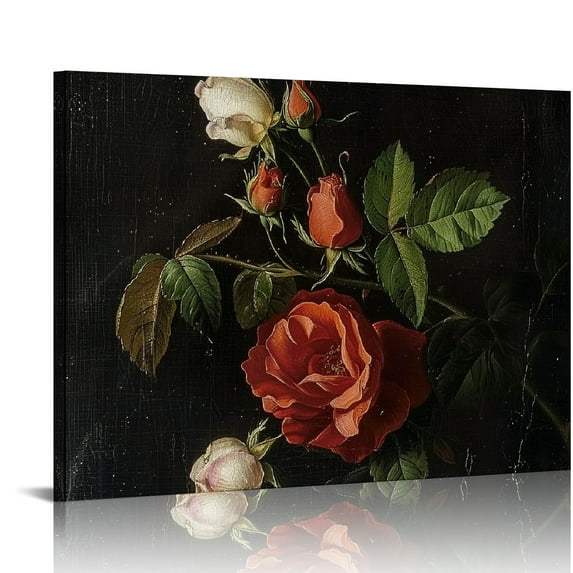 Orinice Vintage Moody Dark Academia Flower Botanical Wall Art Floral Still Life Oil Painting Printable Digital Art Flowers Aesthetic Poster Retro Mid Century Modern Gallery Prints 16x12in