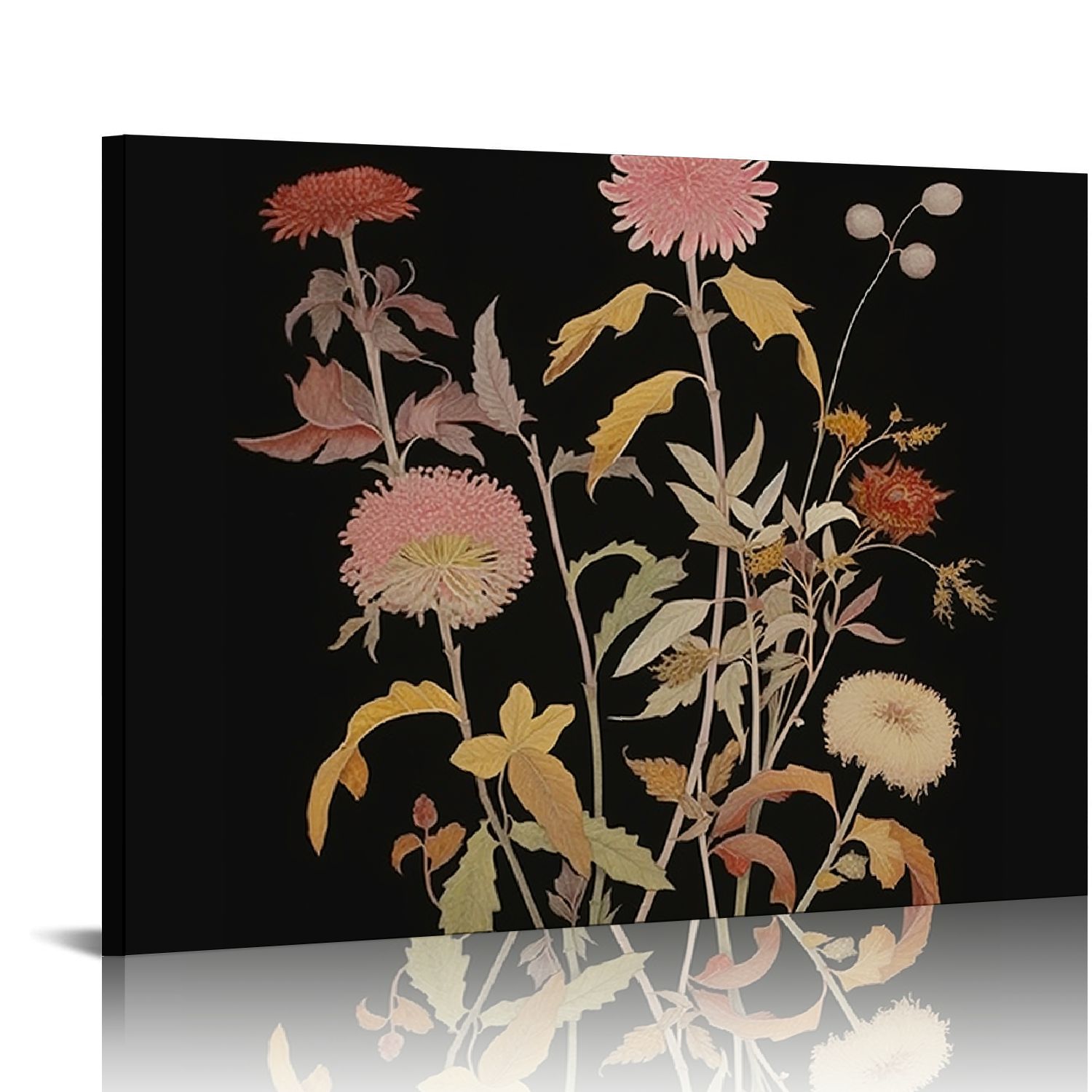 Orinice Vintage Retro Floral Wall Art Dark Academia Flower Moody ...
