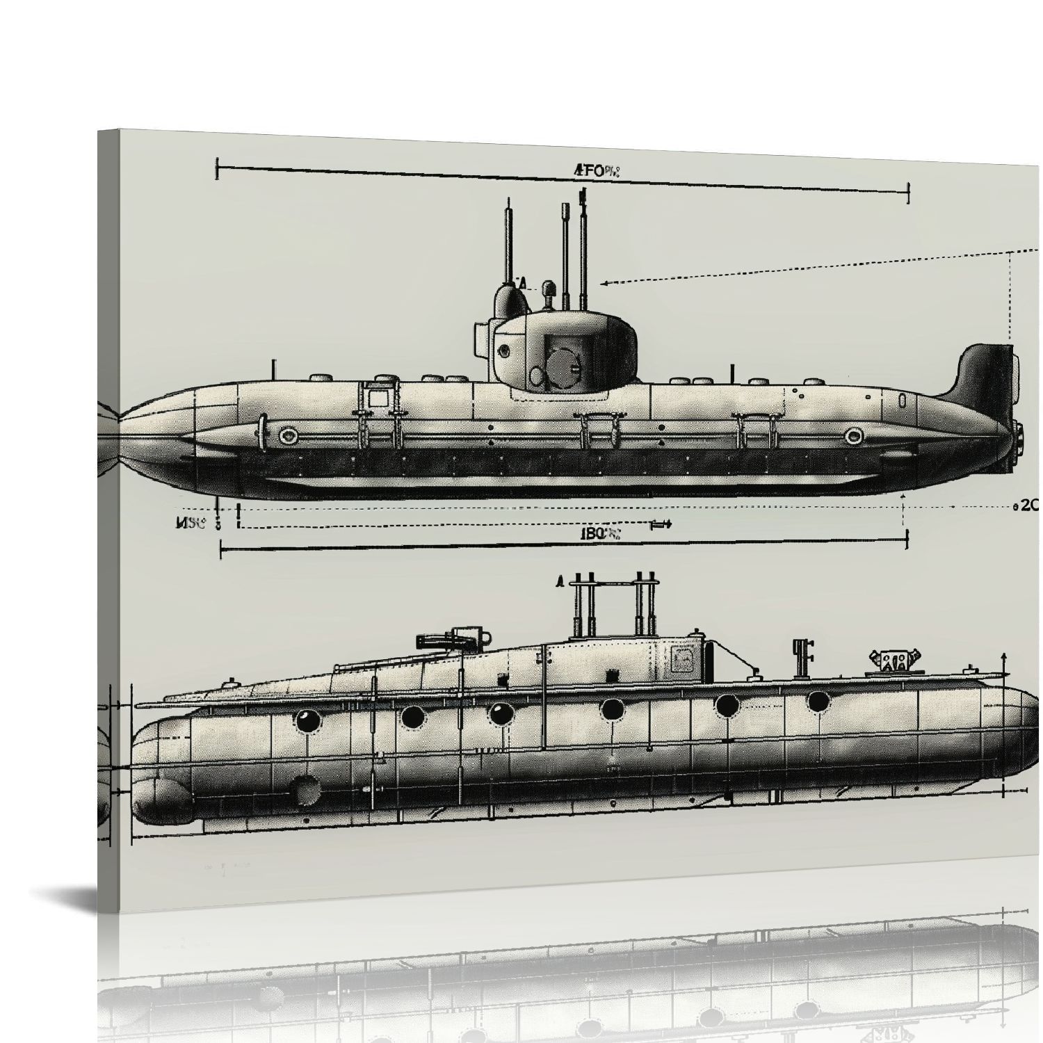 Orinice Vintage Submarine Blueprint Poster - Watercraft Patent Print ...