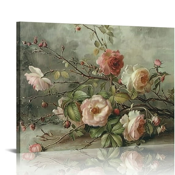 Orinice Vintage Wall Art Decor - French Country Wall Decor, Farmhouse Gallery Wall Prints, Neutral Green Cottagecore Wildflower Posters, Vintage Spring Landscape Art for Bedroom 20x16in