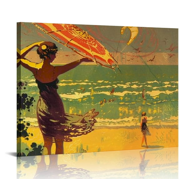 Orinice Visit The Dunes Beaches by South Shore Line Beach Fun with Friends Summer USA Tourism Travel by Vintage Poster Repro on Matte Paper 20x16in