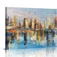 thumbnail image 1 of Orinice  WK0375 Wall Art Natural Framed Canvas Living room Modern Abstract Architectural Decorative Painting Picture Poster Print Extra Framed Ready to Hang for Bedroom Office Home Decor 16x12in, 1 of 6