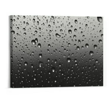 Orinice  Wall Art Modern Artworks for Home Decor Canvas Prints Rain drops on window close up in black and white Pictures for Living Room Bedroom Decoration, Ready to Hang 20x16Inch 20x16in