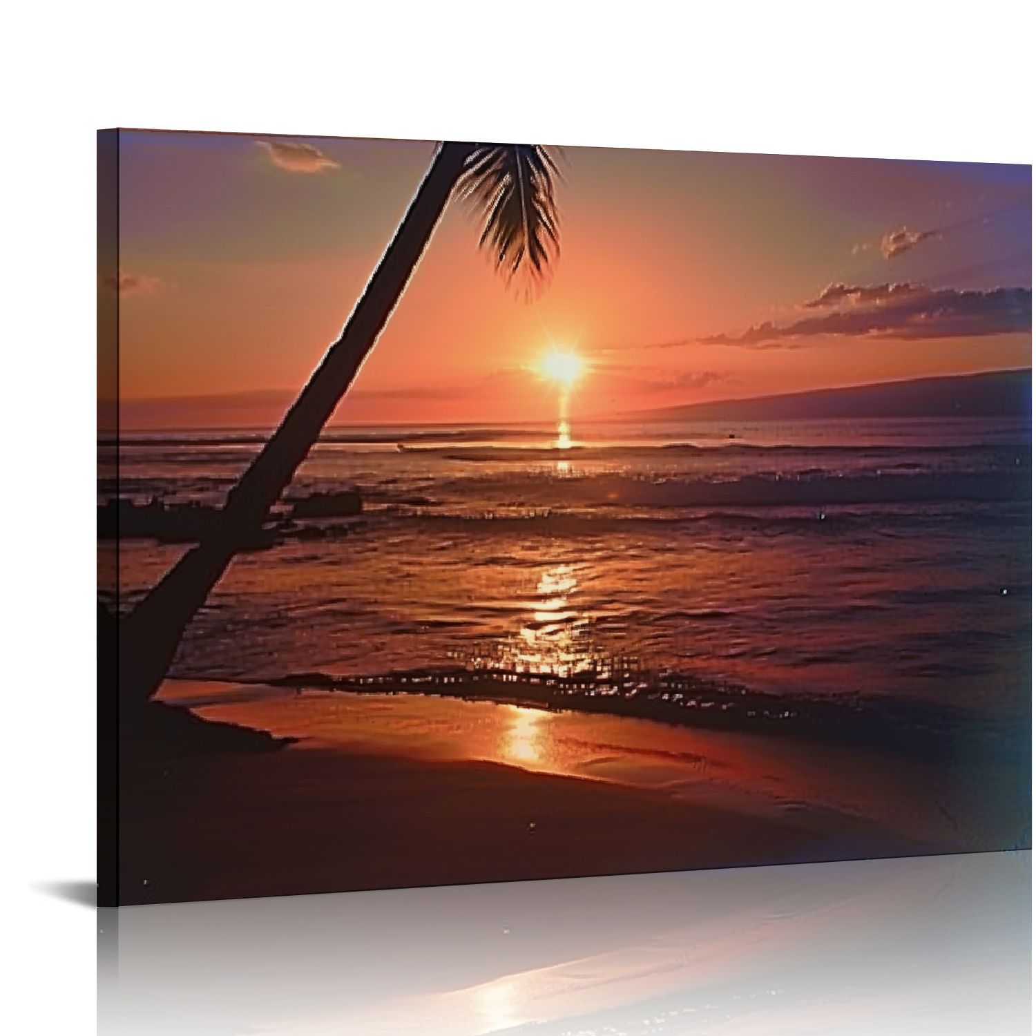 Orinice Wall Decor Hawaiian Sunset At Ocean Beach Scenery Nature Art ...