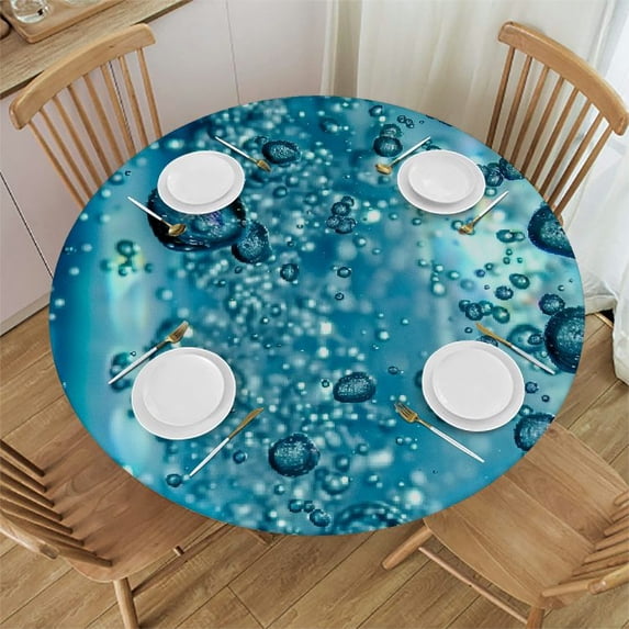 Orinice Water Bubbles Round Table Cover Stain Resistant Washable Indoor Outdoor Tablecloth Kitchen Dining Wedding Parties Full Width Single-Sided Printing 100% Polyester Fiber 38-42