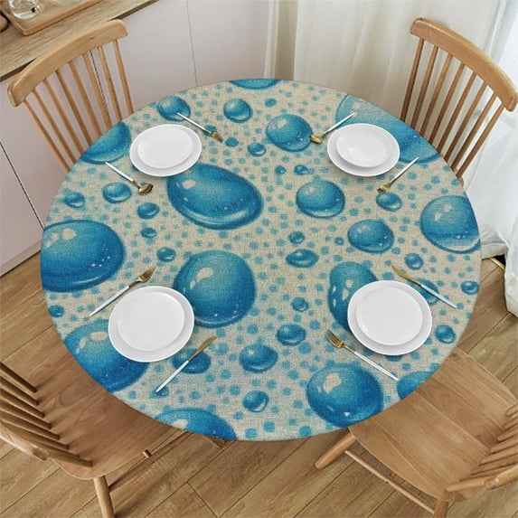 Orinice Water Drops Round Table Cover Stain Resistant Washable Indoor Outdoor Tablecloth Kitchen Dining Wedding Parties 100% Polyester Fiber 46-50