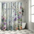 thumbnail image 1 of Orinice Watercolor Floral Plant Shower Curtain Purple Pink Flower Vintage Colorful Botanical Wildflower Herb Boho Modern Minimalist White Farmhouse Fabric Bath Curtain with Hook 60x72, 1 of 7