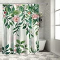 thumbnail image 1 of Orinice Watercolor eucalyptus shower curtain with green leaves blooming on top, polyester fabric waterproof shower curtain set machine washable decorative shower curtain 69x72, 1 of 7