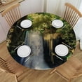 thumbnail image 1 of Orinice Waterfall Trees Nature Round Table Cover Stain Resistant Washable Indoor Outdoor Tablecloth Kitchen Dining Wedding Parties 100% Polyester Fiber 46-50, 1 of 8