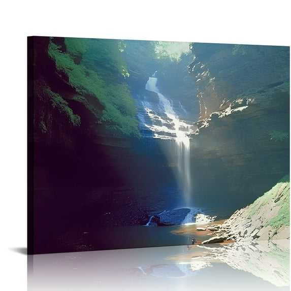 Orinice Watkins Glen New York Waterfall Nature Woods Scenery Wall Decor Art Print 20x16in