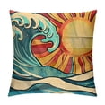 thumbnail image 1 of Orinice Wave Sun Symbolism Graphic Decorative Pillow Cover for Home Couch Living Room Bed Sofa 22x22in, 1 of 5