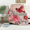 thumbnail image 1 of Orinice  Wedding Soft Flannel Fleece Throw Blanket, Northern Cardinal Bird Flying Along Flower Bouquet Ceremonial Marriage, Cozy Plush for Indoor and Outdoor Use,  60x80in, 1 of 6