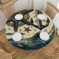 thumbnail image 1 of Orinice Whale Anchor Starfish Round Table Cover Stain Resistant Washable Indoor Outdoor Tablecloth Kitchen Dining Wedding Parties Table Cloth 100% Polyester Fiber 54-58, 1 of 8