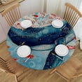 thumbnail image 1 of Orinice Whale Fish Tail Fin Round Table Cover Stain Resistant Washable Indoor Outdoor Tablecloth Kitchen Dining Wedding Parties Waterproof Fabric 100% Polyester 46-50, 1 of 8