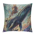 thumbnail image 1 of Orinice Whale Lighthouse Hyper-Detailed Graphic Decorative Cushion Throw Pillow Cover for Home Couch Living Room Bed Sofa Aesthetic Decorative Printed on Both Sides 1PC 20x20in, 1 of 5