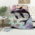 thumbnail image 1 of Orinice Whale Sea Shells Diamond Warm Lightweight Blanket Soft Fleece Blankets All Seasons Flannel Material Blanket 60x80in, 1 of 6