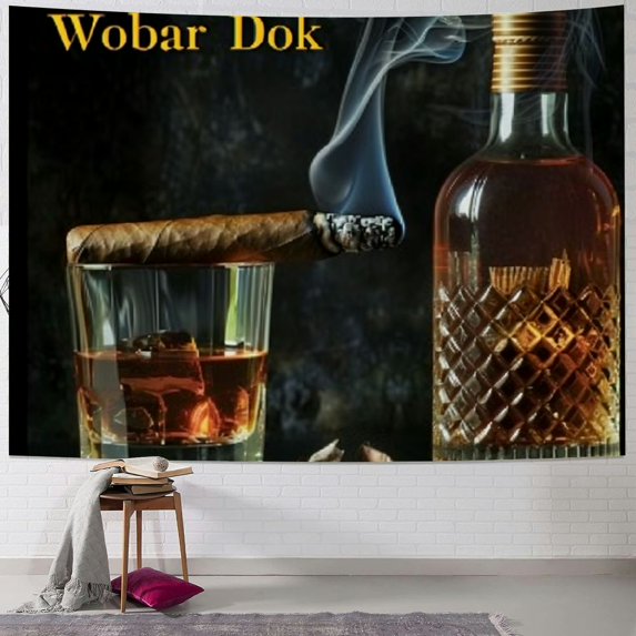 Orinice Whiskey Cigar Liquor Bottle Tapestry Wall Hanging Unique Style Home Decor Art for Living Room Bedroom Apartment Farmhouse Dorm 40x30inch