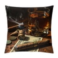 thumbnail image 1 of Orinice Whiskey Cigar Money Graphic Decorative Throw Pillow Cover for Home Couch Living Room Bed Sofa - Year-Round Use - Pillowcase 1PC 12x12in, 1 of 5