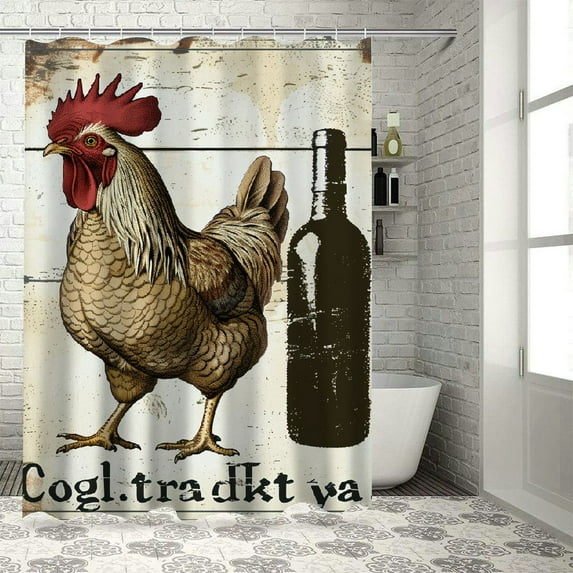 Orinice Wine Bottle Bathroom Decor Set Colorful Luxurious Polyester Fabric Shower Curtain with Hooks 69x72