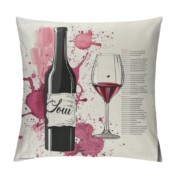 Orinice Wine Graphic Decorative Cushion Throw Pillow Cover for Home Couch Living Room Sofa Print on Both Sides Square 1PC 18x18in