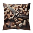 thumbnail image 1 of Orinice  Winery Throw Pillow Cushion Cover, Wine Corks Rustic Wooden Ground Natural Organic Liquor Elements Vintage Harvest Top View, Decorative Square Accent Pillow Case,  White, 1 of 5