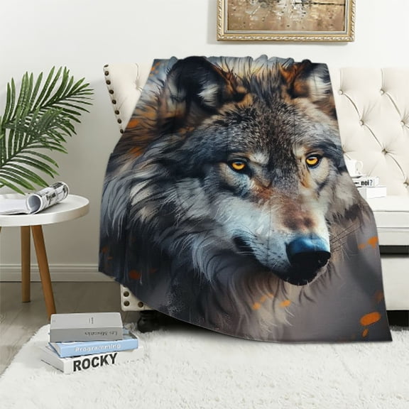 Orinice Wolf 3D Blankets Super Soft Blanket Cosy & Warm Blanket for Sofa Or Bed Flannel Machine Washable Comfortable & Stylish 40x50in
