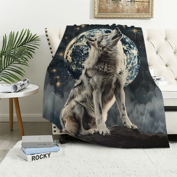 Orinice Wolf Flannel Blankets Throws for Sofa, Bedroom, Couch, Travel, Bedroom Accessories Fluffy Microfiber Fleece Blankets - Soft, Lightweight, Plush Bed Blanket 40x50in