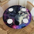 thumbnail image 1 of Orinice Wolf Moon Galaxy Round Table Cover Stain Resistant Washable Indoor Outdoor Tablecloth Kitchen Dining Wedding Parties Waterproof 100% Polyester Fiber 42-46, 1 of 8