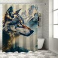 thumbnail image 1 of Orinice Wolf Mountain Scene Bathroom Decor Set - Colorful Polyester Fabric Shower Curtain with Hooks, Waterproof and Easy to Maintain 60x72, 1 of 7
