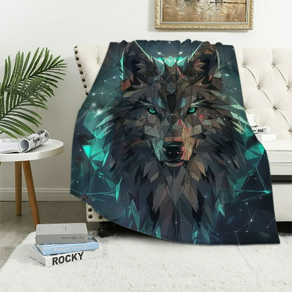 Orinice  Wolf Plush Blanket Dreamcatcher Fleece Throw Blanket 3D Bedroom Decor for Couch Bed Sofa Blanket for Kids Teen Young Boys Girls, Fuzzy Blanket  40x50in