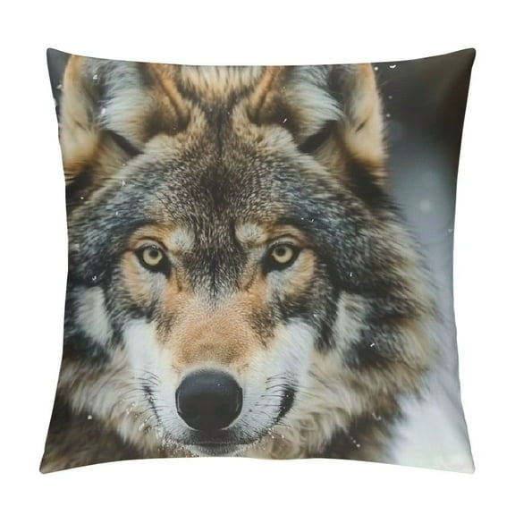 Orinice Wolf Snow Graphic Decorative Cushion Throw Pillow Cover Square Winter Printed on Both Sides 1PC 20x20in