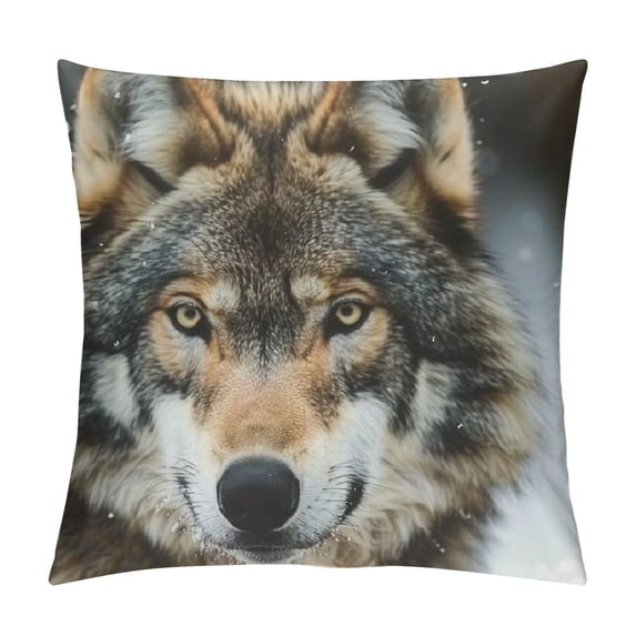 Orinice Wolf Snow Graphic Decorative Cushion Throw Pillow Cover Square Winter Printed on Both Sides 1PC 22x22in