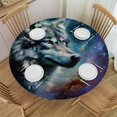 thumbnail image 1 of Orinice Wolf Stars Space Round Table Cover Stain Resistant Washable Indoor Outdoor Tablecloth Kitchen Dining Wedding Parties Table Cloth 100% Polyester Fiber 46-50, 1 of 8