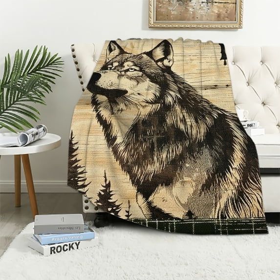 Orinice Wolf Theme Warm Lightweight Soft Fleece Blanket for All Seasons, Decorative Throw Blanket for Living Rooms, Sofa, Office, Multiple Sizes Available 60x80in
