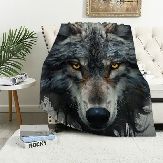 Orinice Wolf Throw Blanket for Home Decoration Soft Lightweight Blanket Breathable and Moisture Absorption for All Season for Couch/Bed, 60x80in