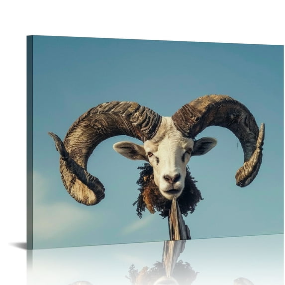 Orinice Wood Road Sign with Cow Skull Giclee Gallery Print, Travel Poster Wall Decor)