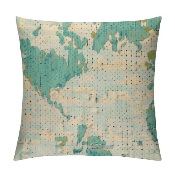 Orinice World Map Graphic Decorative Cushion Throw Pillow Cover High-Quality Short Plush 1PC 24x24in