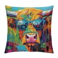 thumbnail image 1 of Orinice bull sunglasses tie dye Graphic Decorative Cotton Linen Throw Pillow Cover 1PC with Zipper Closure for Home Couch Living Room Bed Sofa 18x18in, 1 of 5