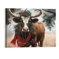 thumbnail image 1 of Orinice  highland cattle Canvas Wall Art animal Art  Horned Cow Wearing Aesthetic cute Print  Wall Decor Pictures for bedroom Living Room unframed20''X16'' 20x16in, 1 of 5